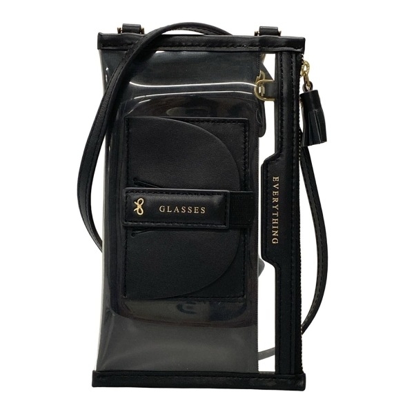 アニヤハインドマーチ Anya Hindmarch ショルダーバッグ エブリシング ポーチ レザー 黒×クリア ストラップ着脱可/スマホショルダー拍卖