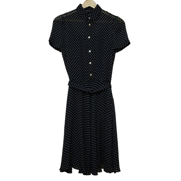 ポロラルフローレン POLObyRalphLauren サイズ0 XS - ネイビー×白 レディース 半袖/ロング/ドット柄/シャツワンピ 美品 ワンピース拍卖