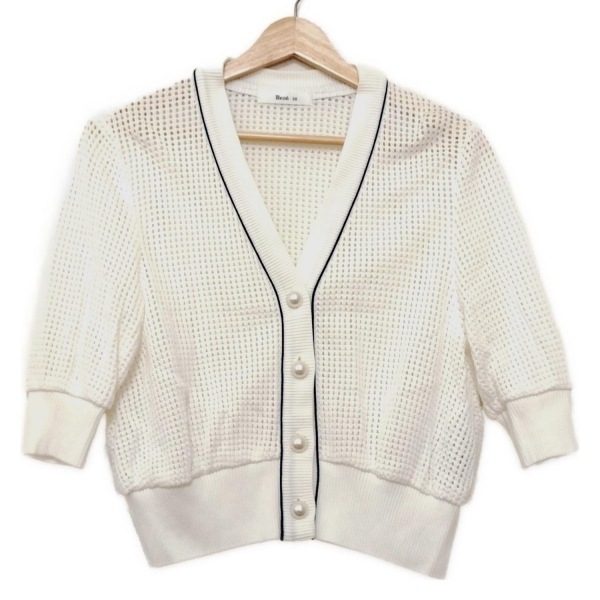 ルネ Rene カーディガン サイズ38 M - 白×黒 レディース 半袖/ニット トップス拍卖