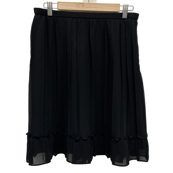 ノコオーノ NOKO OHNO スカート サイズ42 L - 黒 レディース ひざ丈/プリーツ/フリル/ウエストゴム 美品 ボトムス拍卖