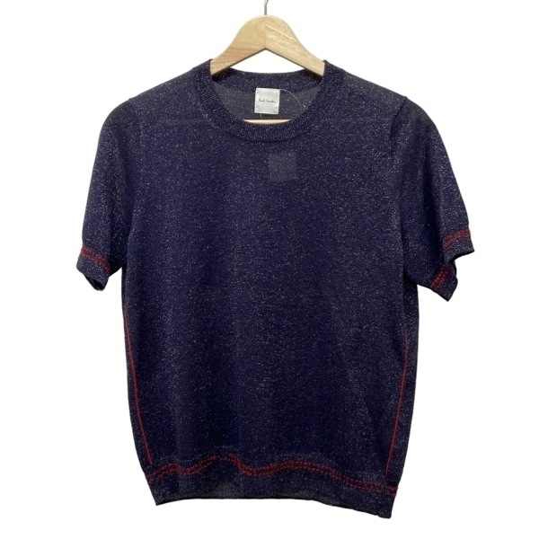 ポールスミス PaulSmith 半袖カットソー サイズM - ネイビー×レッド レディース ラメ 美品 トップス拍卖