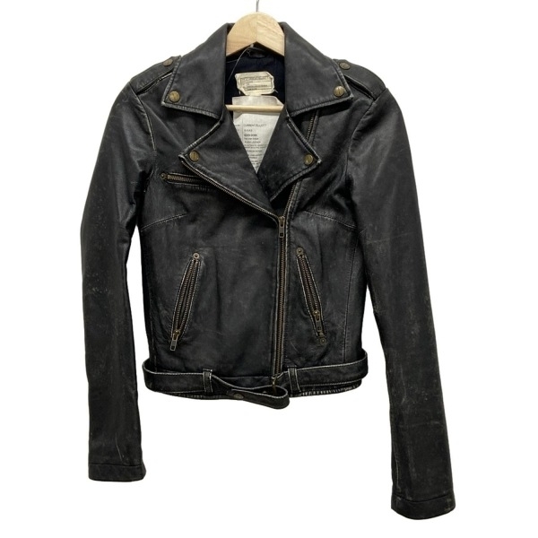 カレントエリオット CURRENT ELLIOTT ライダースジャケット サイズ0 XS - レザー 黒 レディース ジップアップ/春・秋物 ジャケット拍卖