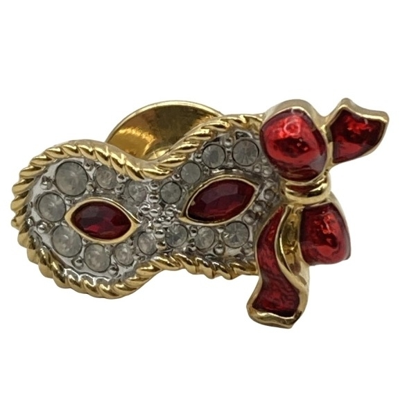 スワロフスキー SWAROVSKI ブローチ - ゴールド×クリア×レッド ピンバッチ 美品 アクセサリー(他)拍卖