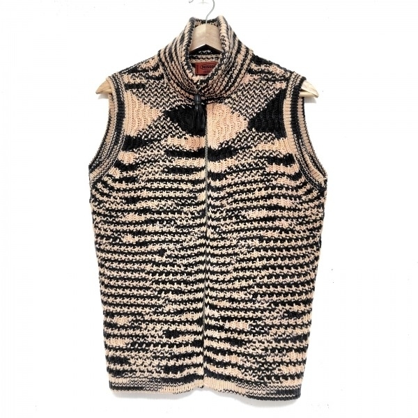 ミッソーニ MISSONI ベスト - オレンジ×ダークグレー レディース ジップアップ/タッセル/カシミヤ トップス拍卖