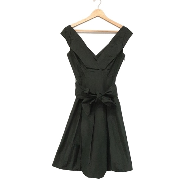 エリータハリ ELIE TAHARI - ダークグリーン レディース Vネック/ノースリーブ/ひざ丈 美品 ワンピース拍卖