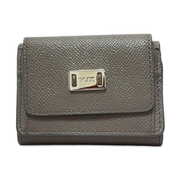 トッズ TOD'S 3つ折り財布/ミニ/コンパクト - レザー グレー 財布拍卖