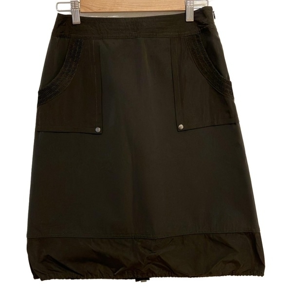 ヒロコビス HIROKO BIS スカート サイズ11 M - カーキ×ダークブラウン レディース ひざ丈/ギャザー ボトムス拍卖