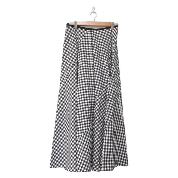 ドゥロワー Drawer ロングスカート サイズ38 M - 白×黒 レディース マキシ丈/チェック柄 美品 ボトムス拍卖