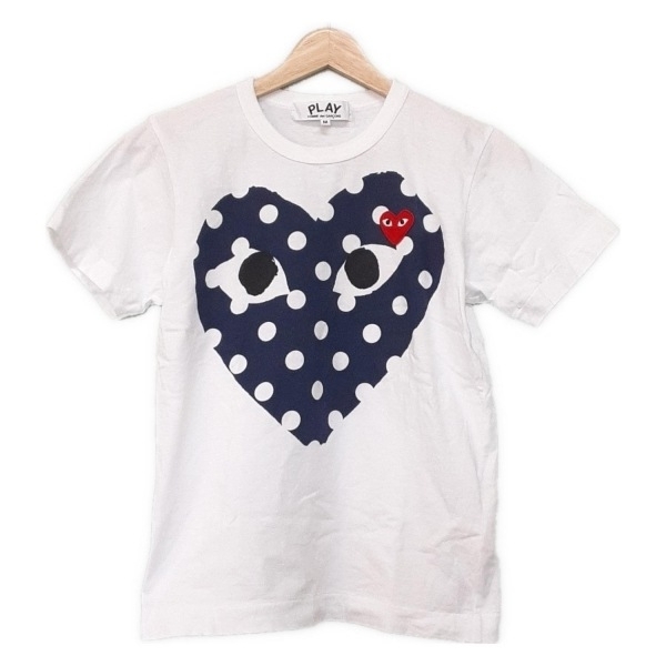 プレイコムデギャルソン PLAY COMMEdesGARCONS 半袖Tシャツ サイズM - 白×ブルー×マルチ レディース クルーネック/ハート AD2019 美品拍卖
