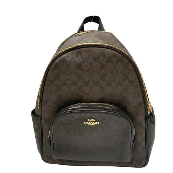 コーチ COACH リュックサック/バックパック 6495 ラージ コート バックパック・シグネチャー キャンバス レザー ブラウン×黒 バッグ拍卖