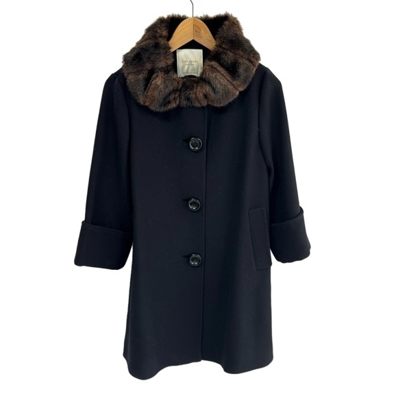 ケイトスペード Kate spade サイズ2 S - 黒×ダークブラウン×ブラウン レディース 長袖/冬 美品 コート拍卖