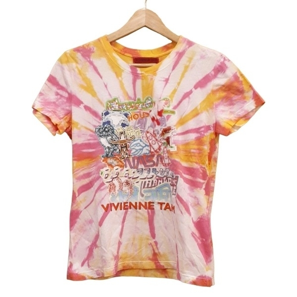 ヴィヴィアンタム VIVIENNE TAM 半袖Tシャツ サイズ40 M - ピンク×イエロー×マルチ レディース クルーネック トップス拍卖