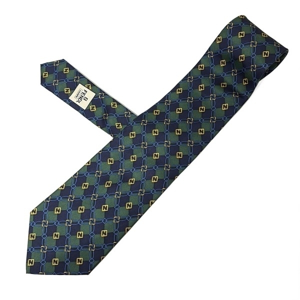 フェンディ FENDI - ネイビー×グリーン×マルチ メンズ ネクタイ拍卖