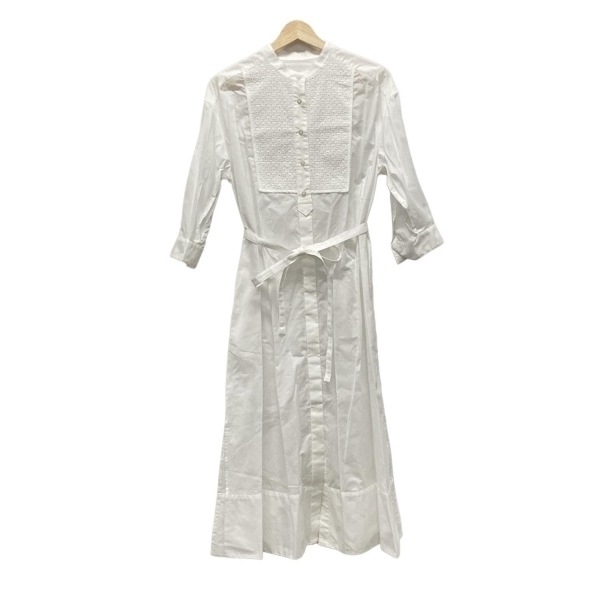 ミラショーン mila schon サイズ42 M 白 レディース マキシ丈/レース/リボン 新品同様 ワンピース拍卖