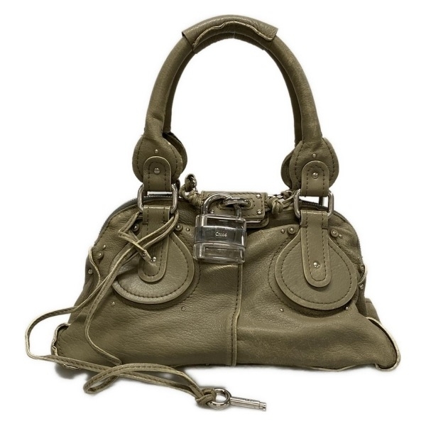 クロエ Chloe ハンドバッグ パディントン レザー グレー クリアパドロック バッグ拍卖