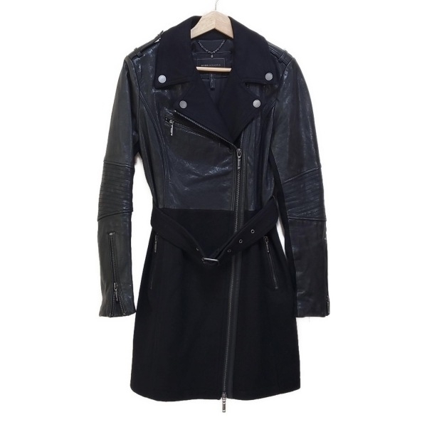 ビーシービージーマックスアズリア BCBGMAXAZRIA サイズS - 黒 レディース 長袖/レザー/ライダース/異素材切替/秋/冬 美品 コート拍卖