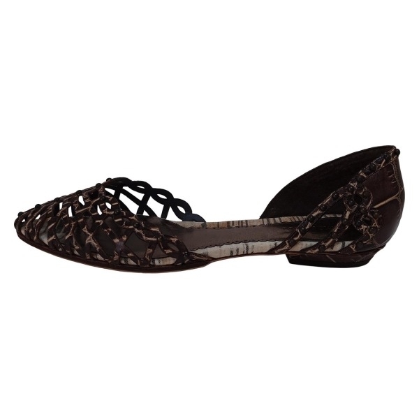 ジョルジオアルマーニ GIORGIOARMANI フラットシューズ 36 - レザー ダークブラウン×グレーベージュ レディース 靴拍卖