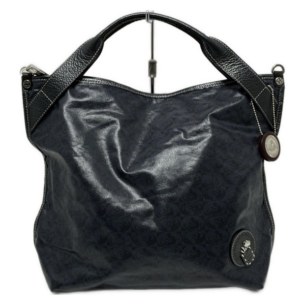 ペレボルサ PELLE BORSA ハンドバッグ - レザー ネイビー×黒 美品 バッグ拍卖
