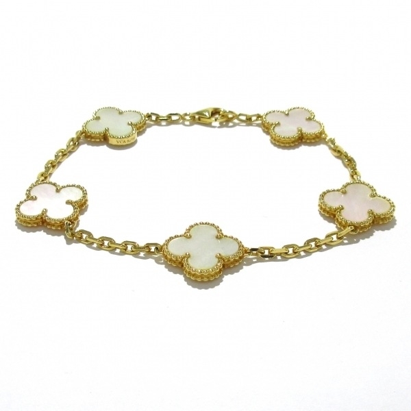 ヴァンクリーフ&アーペル VanCleef & Arpels ブレスレット ヴィンテージアルハンブラ K18YG×マザーオブパール 5モチーフ拍卖