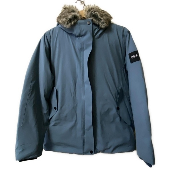 エーグル AIGLE ダウンコート サイズ40 M - ブルーグレー レディース 長袖/ファー着脱可/冬 コート拍卖
