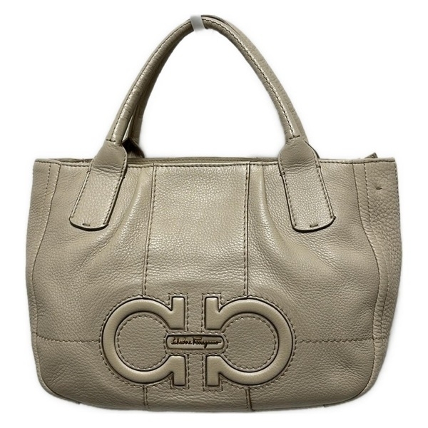 サルバトーレフェラガモ FERRAGAMO/SalvatoreFerragamo ハンドバッグ ガンチーニ レザー グレーベージュ バッグ拍卖