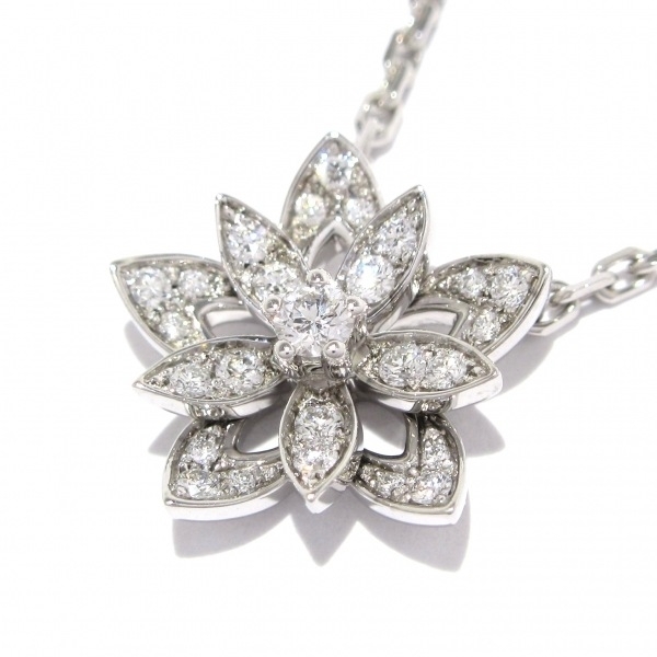 磨き済み■ヴァンクリーフ&アーペル VanCleef & Arpels ネックレス VCARP0ZW00 ロータス ペンダント ミニ K18WG×ダイヤモンド拍卖