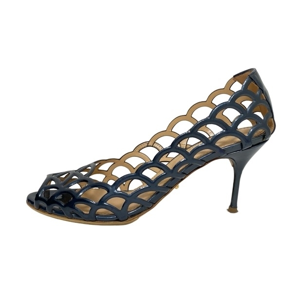 セルジオロッシ sergio rossi パンプス 36 - レザー ダークネイビー レディース オープントゥ/アウトソール張替済 靴拍卖