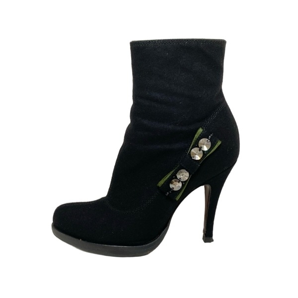 ルイヴィトン LOUIS VUITTON ショートブーツ 36 1/2 - 黒×カーキ レディース リボン/ビーズ/アウトソール張替済 BR0066 靴拍卖