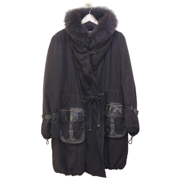 イタリヤ 伊太利屋/GKITALIYA サイズ9 M - ダークブラウン レディース 長袖/フォックスファー着脱可/冬 美品 コート拍卖