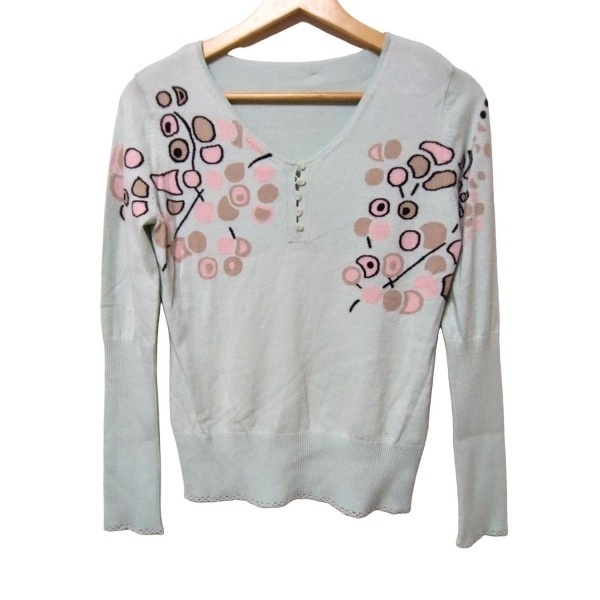 カールラガーフェルド KARL LAGERFELD 長袖セーター/ニット サイズ40 M - ライトグリーン×ライトピンク×マルチ レディース 美品 トップス拍卖