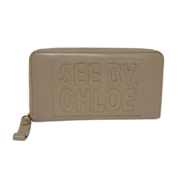 シーバイクロエ SEE BY CHLOE 長財布 - レザー ベージュ ラウンドファスナー 財布拍卖