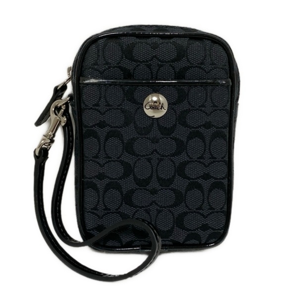 コーチ COACH シガレットケース ミニシグネチャー柄 レザー ダークグレー×黒 財布拍卖