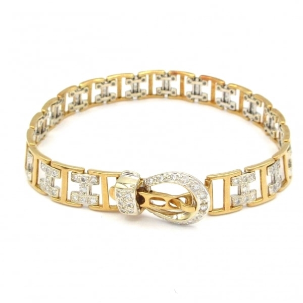 ノーブランド Unbranded ブレスレット K18YG×K18WG×ダイヤモンド 総重量:21.8g/D1.24刻印 アクセサリー(腕)拍卖