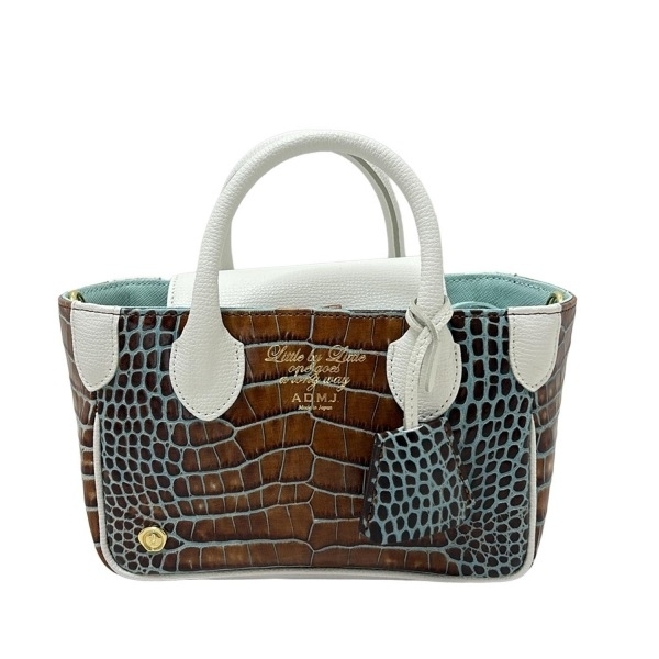 アクセソワ・ドゥ・マドモワゼル AccessoiresDeMademoiselle(ADMJ) トートバッグ - レザー ブラウン×白×ブルーグリーン 美品 バッグ拍卖