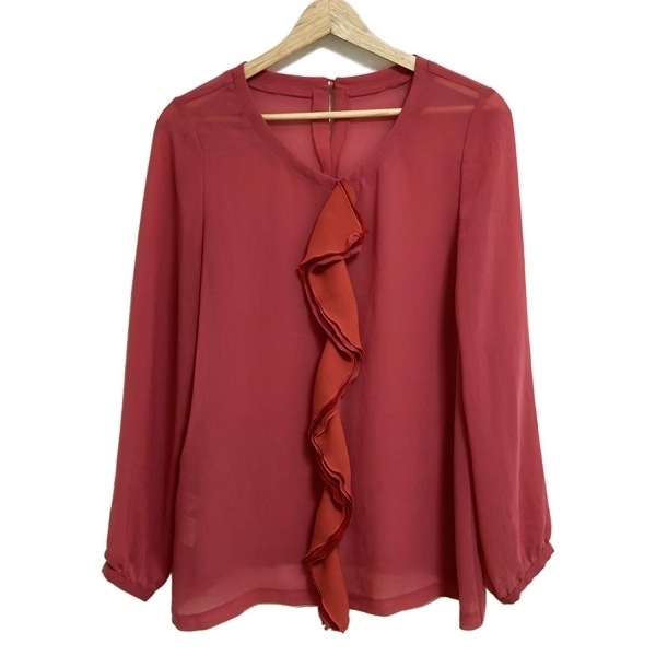 ソニアリキエル SONIARYKIEL チュニック サイズ40 M - ピンク×オレンジ×マルチ レディース クルーネック/長袖/フリル ワンピース拍卖