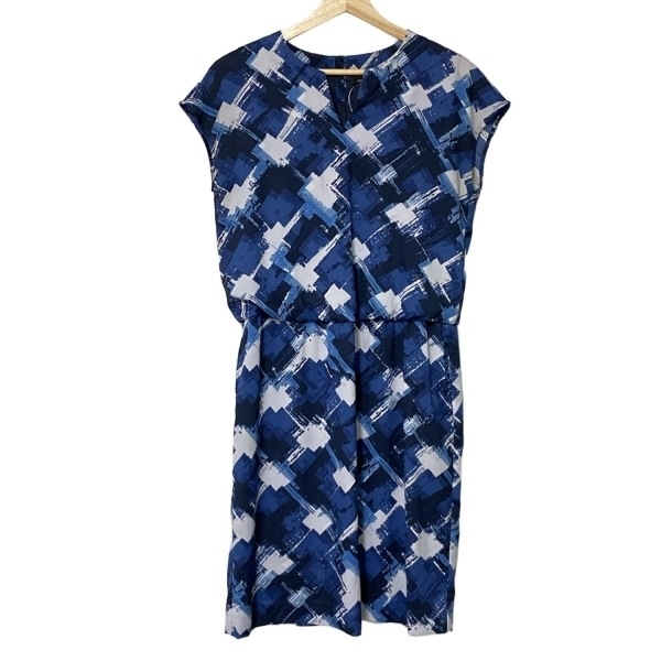 ニジュウサンク 23区 サイズ38 M - ネイビー×ブルー×ライトブルー レディース 半袖/ひざ丈 ワンピース拍卖