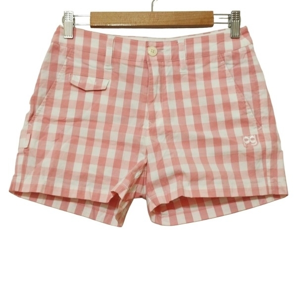 パーリーゲイツ PEARLY GATES ショートパンツ サイズ0 XS - 白×ライトピンク レディース チェック柄/イチゴ ボトムス拍卖
