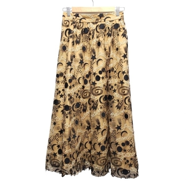 ダイアグラム Diagram GRACE CONTINENTAL ロングスカート サイズ36 S - ライトブラウン×黒 レディース 刺繍 ボトムス拍卖