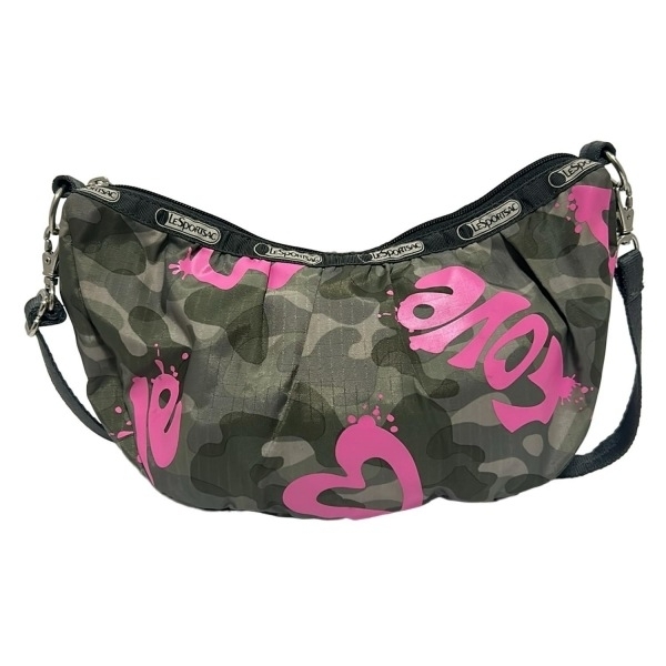レスポートサック LESPORTSAC ショルダーバッグ - ダークグレー×カーキ×マルチ 迷彩柄/ハート 美品 バッグ拍卖
