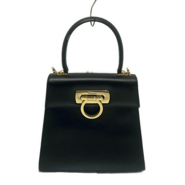 サルバトーレフェラガモ FERRAGAMO/SalvatoreFerragamo ハンドバッグ ガンチーニ レザー 黒 ミニバッグ バッグ拍卖