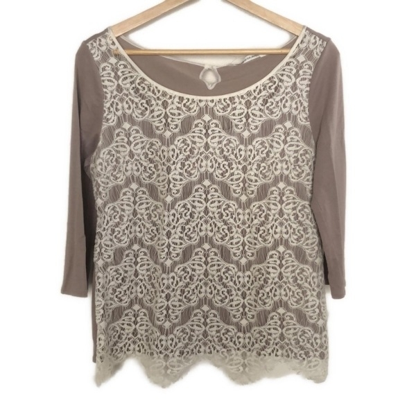 ヴィヴィアンタム VIVIENNE TAM 七分袖カットソー サイズ1 S - ライトブラウン×白 レディース レース トップス拍卖