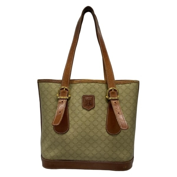 セリーヌ CELINE トートバッグ トリオンフキャンバス レザー カーキ×ブラウン バッグ拍卖