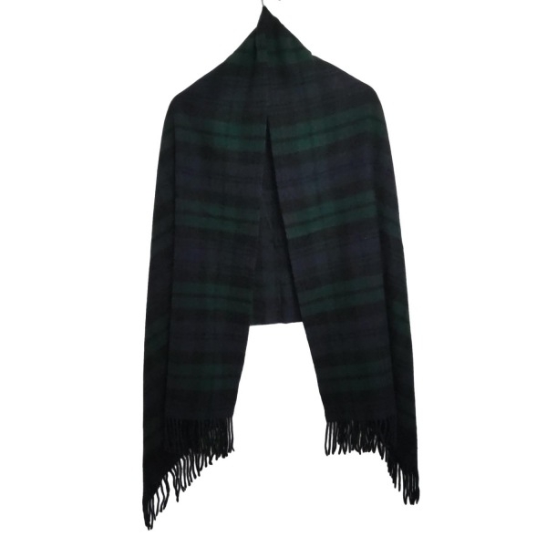 グレンプリンス Glen Prince - カシミヤ ダークグリーン×ダークネイビー×黒 チェック柄 マフラー拍卖