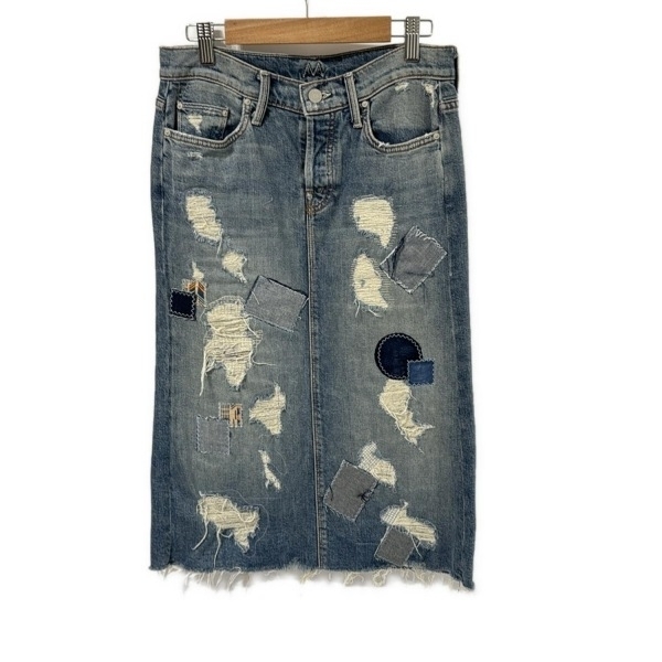 マザー mother ロングスカート サイズ24 - ブルー×アイボリー×ネイビー レディース ダメージ加工 美品 ボトムス拍卖