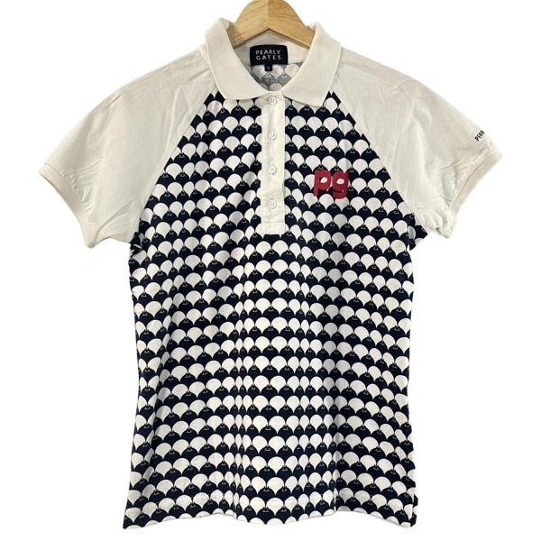 パーリーゲイツ PEARLY GATES 半袖ポロシャツ サイズ0 XS - 白×ダークネイビー レディース トップス拍卖