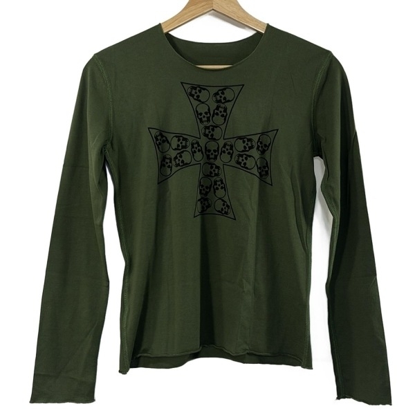 ルシアンペラフィネ lucien pellat-finet 長袖カットソー サイズS - ダークグリーン×黒 レディース クルーネック/スカル/クロス(十字架)拍卖