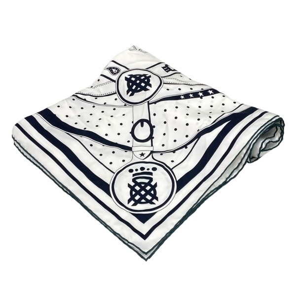 エルメス HERMES カレ140 ブラン×ブルーノワール×ヴェールシプレ LA PROMENADE DU MATIN 美品 スカーフ拍卖