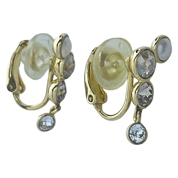 スワロフスキー SWAROVSKI イヤリング - ゴールド×クリア×アイボリー 美品 アクセサリー(耳)拍卖