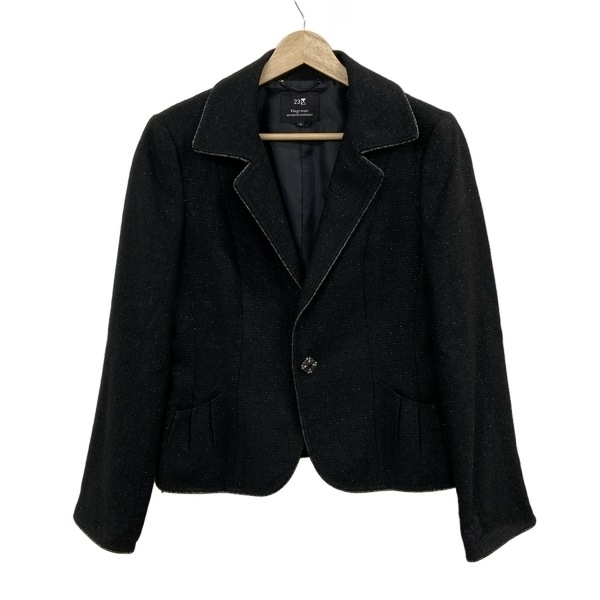 ニジュウサンク 23区 サイズ40 M - 黒 レディース 長袖/ラメ/ビジューボタン/秋/冬 美品 ジャケット拍卖