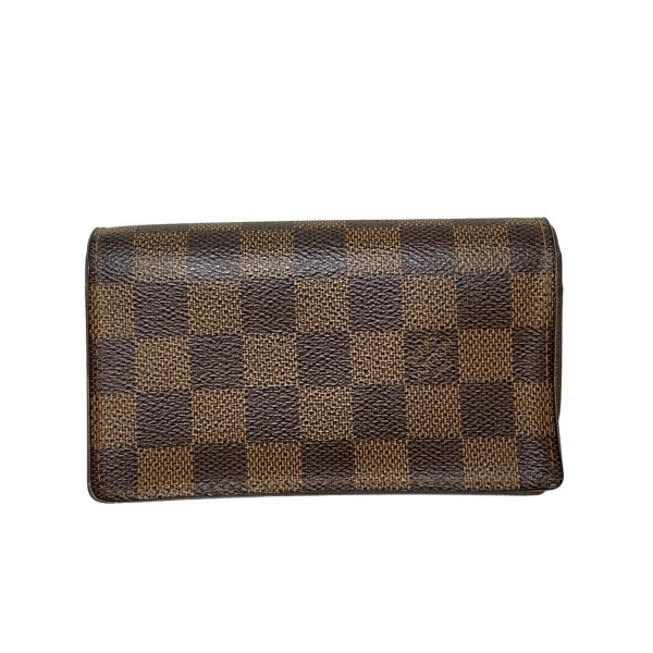 ルイヴィトン LOUIS VUITTON 2つ折り財布 N61730 ポルトモネビエトレゾール レザー エベヌ CA0015 財布 ダミエ拍卖